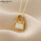 Real 18k Gold Au750 Necklace White Shell Fritillaria Bag Shaped Elegant For Woman Classic Cute Romantic