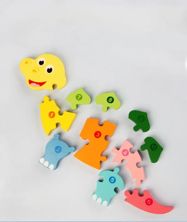 Rectangle Wooden Puzzle For Kids Animals Vehicles Pattern Colorful Wood Numbered Puzzles For Toddlers Learning Educational 5