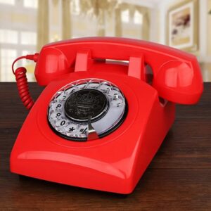 Red Corded Telephone Classic Rotary Dial Home Office Phones Antique Vintage Telephone Of 1930s Old Fashion