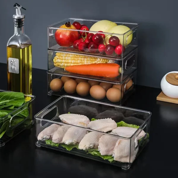 Refrigerator Drawer Organizer Bin Clear Fruit Food Jars Storage Box Transparent Fridge Storage Bin Containers For 4