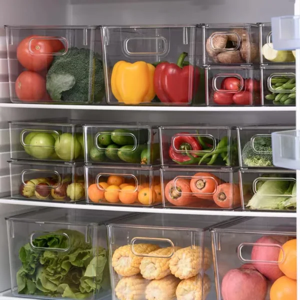 Refrigerator Drawer Organizer Bin Clear Fruit Food Jars Storage Box Transparent Fridge Storage Bin Containers For