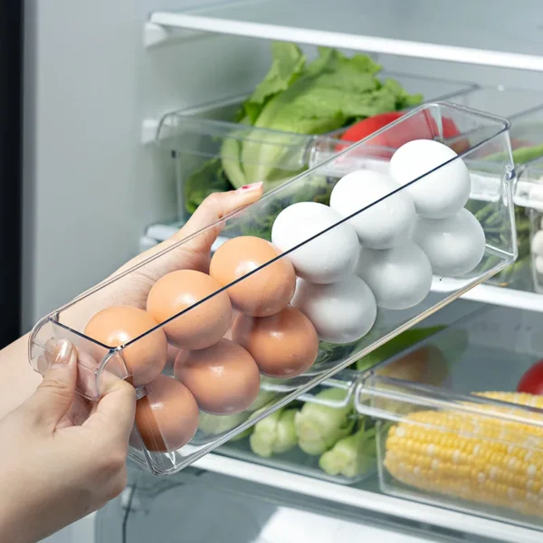 Refrigerator Organizer Bin Fridge Egg Storage Box Clear Fridge Organizer Containers Freezer Pantry Cabinet Kitchen Organizer 1