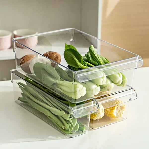 Refrigerator Organizer Bin Fridge Egg Storage Box Clear Fridge Organizer Containers Freezer Pantry Cabinet Kitchen Organizer 2