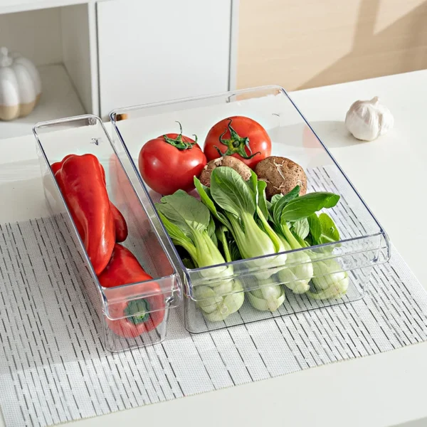 Refrigerator Organizer Bin Fridge Egg Storage Box Clear Fridge Organizer Containers Freezer Pantry Cabinet Kitchen Organizer 3