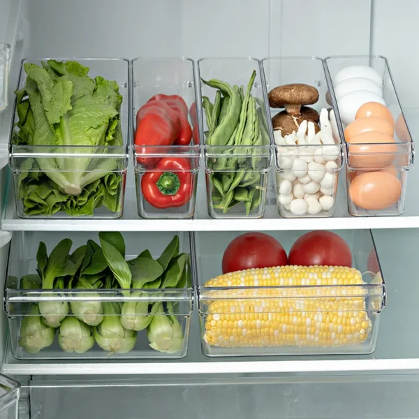 Refrigerator Organizer Bin Fridge Egg Storage Box Clear Fridge Organizer Containers Freezer Pantry Cabinet Kitchen Organizer