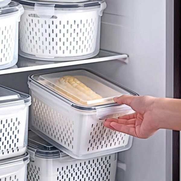 Refrigerator Storage Box Fridge Organizer Fresh Vegetable Fruit Boxes Drain Basket Storage Containers Pantry Kitchen Organizer 7