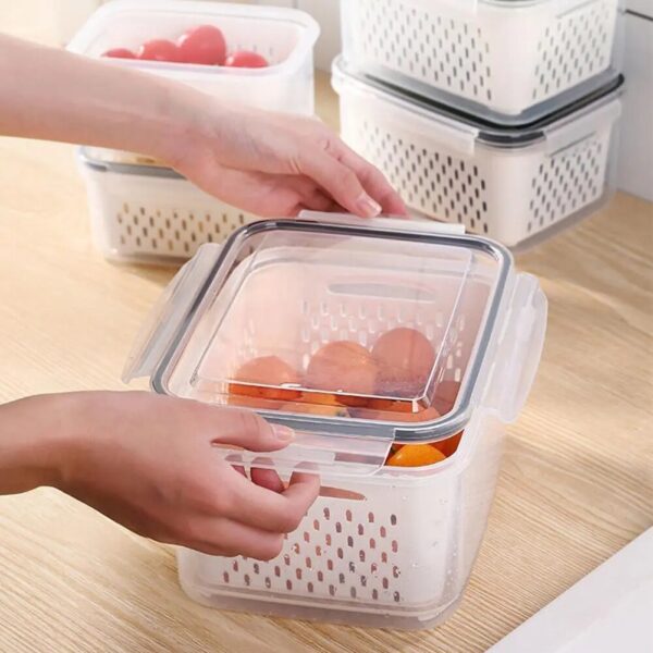 Refrigerator Storage Box Fridge Organizer Fresh Vegetable Fruit Boxes Drain Basket Storage Containers Pantry Kitchen Organizer 9