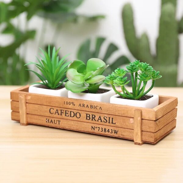 Retro garden plant pot vintage wooden storage box for sundries stationery pen box succulents flower pots 2