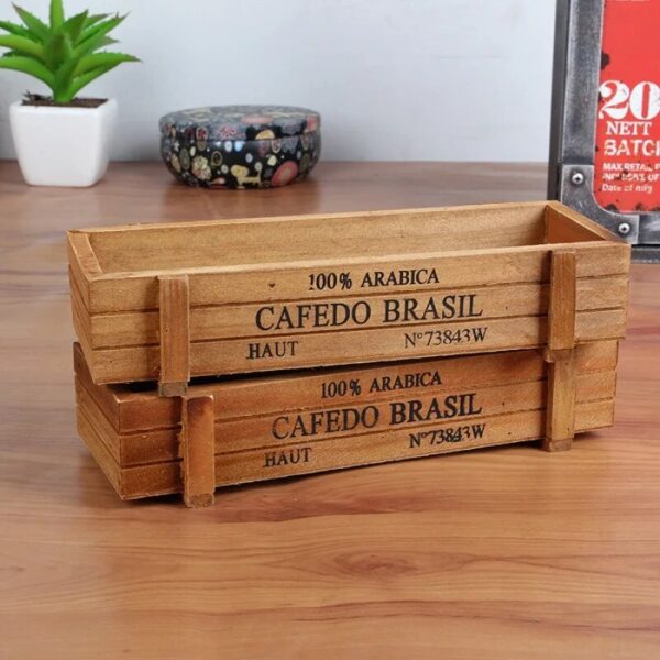 Retro garden plant pot vintage wooden storage box for sundries stationery pen box succulents flower pots 3