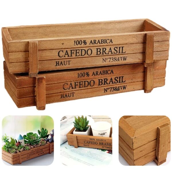 Retro garden plant pot vintage wooden storage box for sundries stationery pen box succulents flower pots