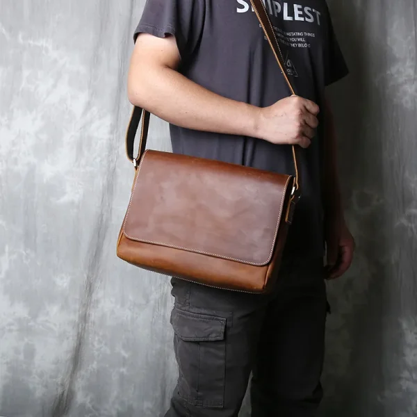 Retro Men S Genuine Leather One Shoulder Bag Head Layer Cowhide Cross Style Large Capacity Casual 2