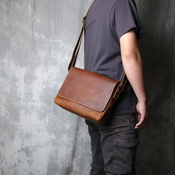 Retro Men S Genuine Leather One Shoulder Bag Head Layer Cowhide Cross Style Large Capacity Casual 3