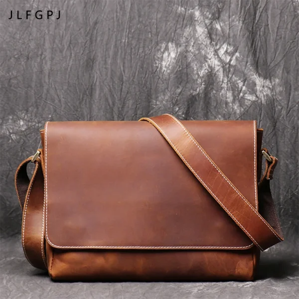 Retro Men S Genuine Leather One Shoulder Bag Head Layer Cowhide Cross Style Large Capacity Casual