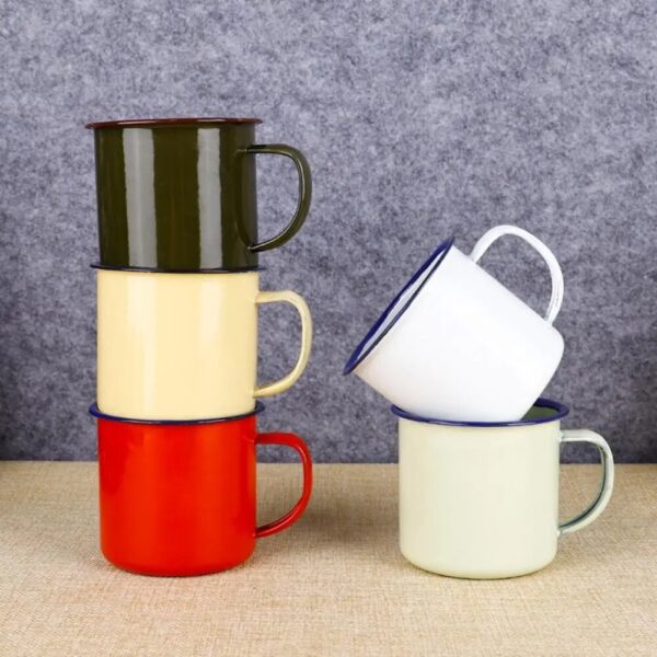 Retro Style Multi Use Water Mug Enamel Practical Non Sliding Base Drink Mug Outdoor Vintage Style 1