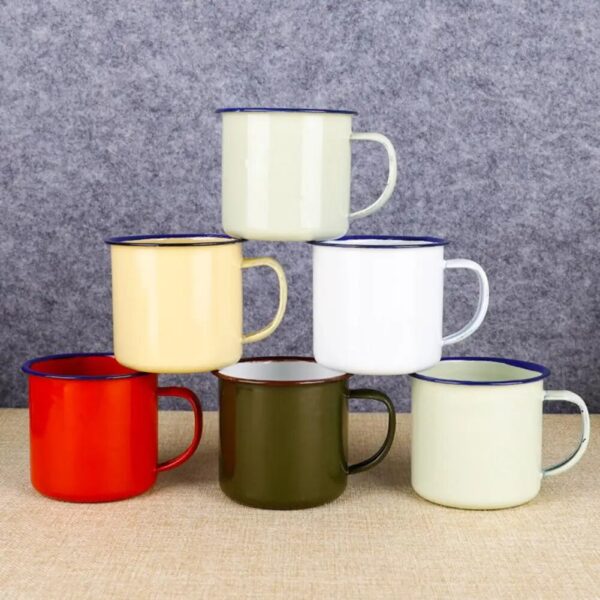 Retro Style Multi Use Water Mug Enamel Practical Non Sliding Base Drink Mug Outdoor Vintage Style 2