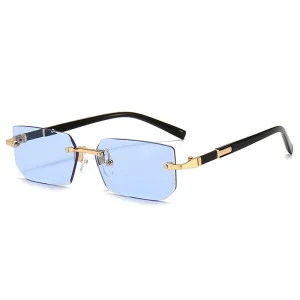 Rimless Sunglasses Rectangle Fashion Popular Women Men Shades Small Square Sun Glasses For Female Male Summer