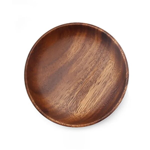 Round Solid Wood Plate Whole Acacia Wood Fruit Dishes Wooden Saucer Tea Tray Dessert Dinner Breakfast 3