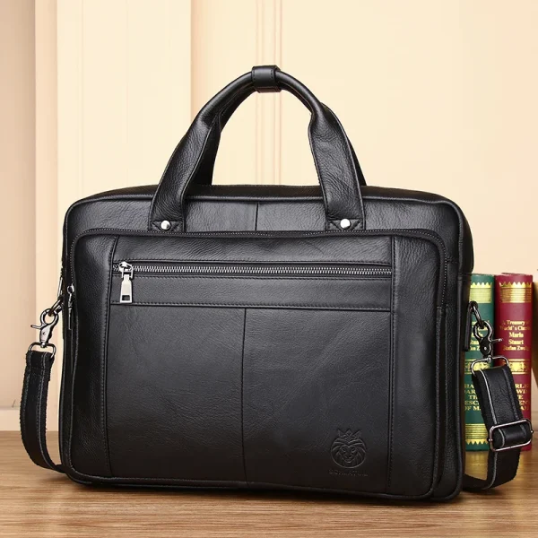 Schlatum Genuine Leather Briefcase Men Business Luxury Crossbody Bag Fashion Cowhide Shoulder Messenger Handbag 15 6 5