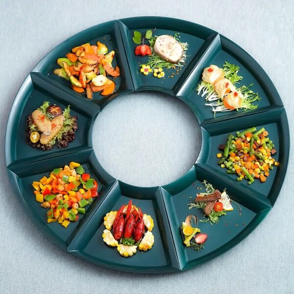 Salad Plates Set Scramble One Round Creative Tray Gourmet Food Fruit Emerald Tableware Dinnerware Dish Kitchen 1