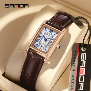 Sanda 1116 New Fashion 2023 Elegant Design Rectangle Dial Water Resistant Quartz Movement Business Women Analog