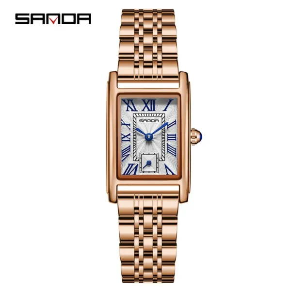 Sanda 1116 New Fashion 2023 Elegant Design Rectangle Dial Water Resistant Quartz Movement Business Women Analog 5