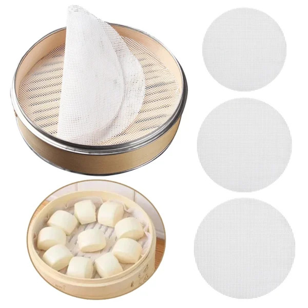 Silicone Steamer Non Stick Pad Dumplings Mat Reusable Steam Buns Kitchen Baking Pastry Dim Sum Mesh 5