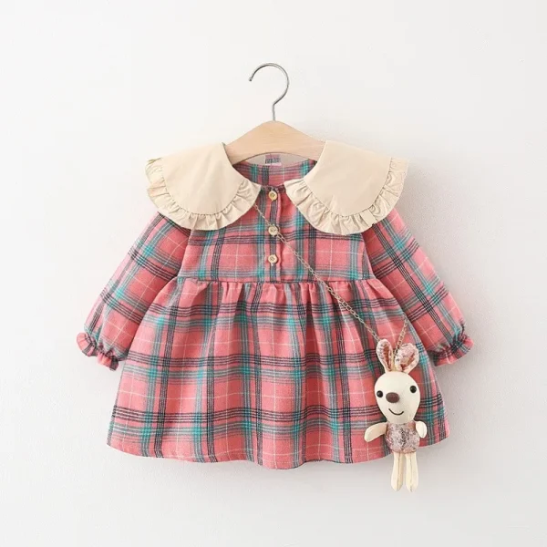 Spring Fall Newborn Baby Girl Clothes Plaid Long Sleeve Dress For Baby Girls Clothing 1st Babies 2