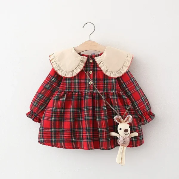 Spring Fall Newborn Baby Girl Clothes Plaid Long Sleeve Dress For Baby Girls Clothing 1st Babies