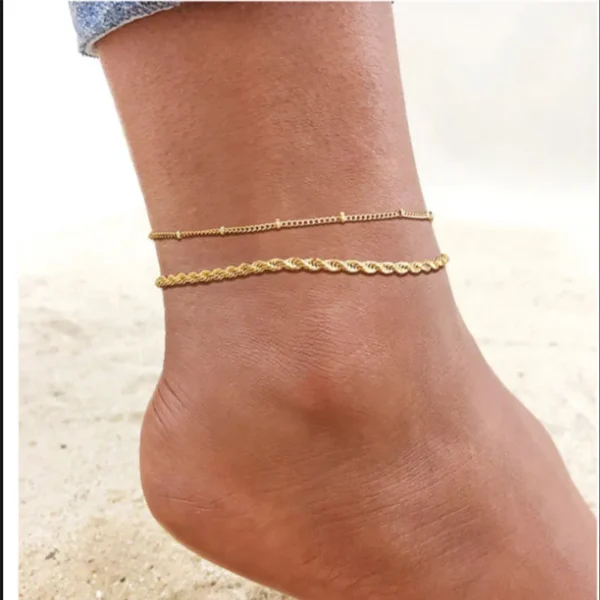 Stainless Steel Bead Chain Anklets For Women Accessories Gold Color Ankle Bracelet Waterproof Anklet Summer Beach 2