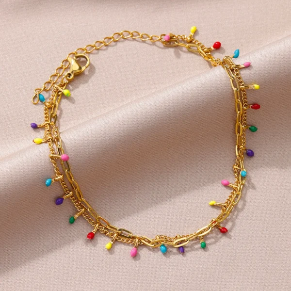 Stainless Steel Bead Chain Anklets For Women Accessories Gold Color Ankle Bracelet Waterproof Anklet Summer Beach 3