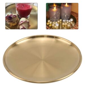 Stainless Steel Dining Plate Golden Dishes Round Tray Cake Western Steak Makeup Tray Tablewares Korean Style