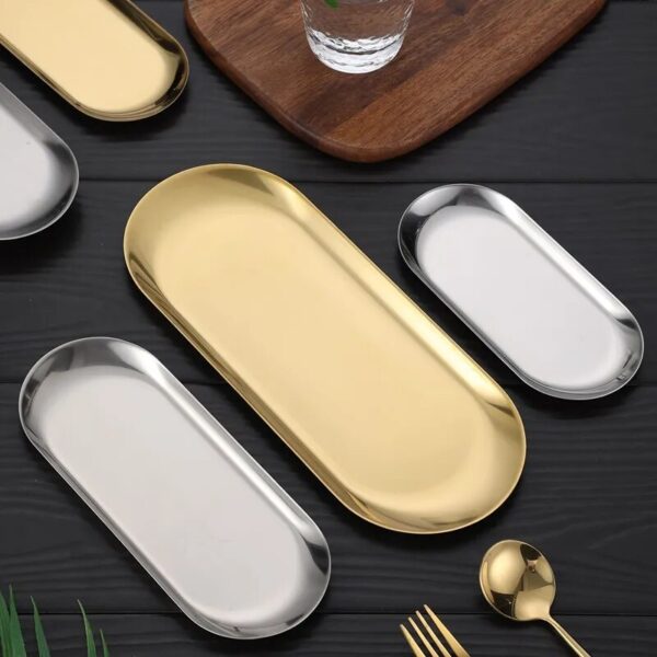 Stainless Steel Gold Dining Plate Dessert Plate Nut Fruit Cake Tray Snack Kitchen Plate Western Steak 1