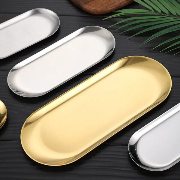 Stainless Steel Gold Dining Plate Dessert Plate Nut Fruit Cake Tray Snack Kitchen Plate Western Steak 2