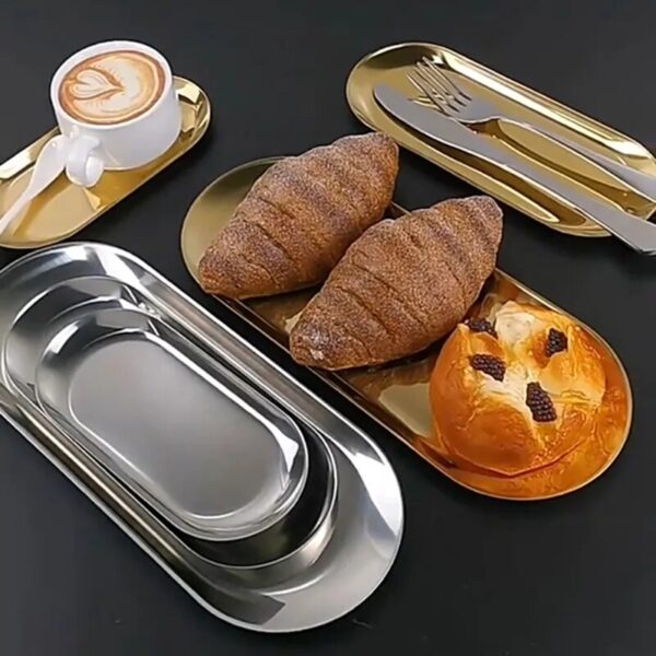 Stainless Steel Gold Dining Plate Dessert Plate Nut Fruit Cake Tray Snack Kitchen Plate Western Steak