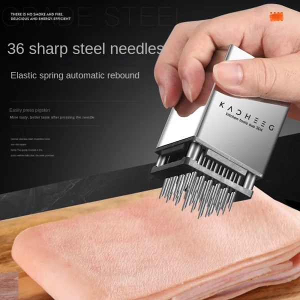 Stainless Steel Steak Tender Needle Household Kitchen Tool Double Sided Meat Lifter Meat Hammer Knock Meat 1