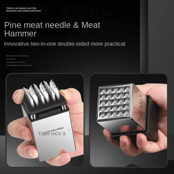 Stainless Steel Steak Tender Needle Household Kitchen Tool Double Sided Meat Lifter Meat Hammer Knock Meat