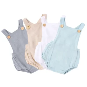 Summer Newborn Infant Baby Boys Girls Romper Playsuit Jumpsuit Overalls For Kids Cotton Linen Sleeveless Baby