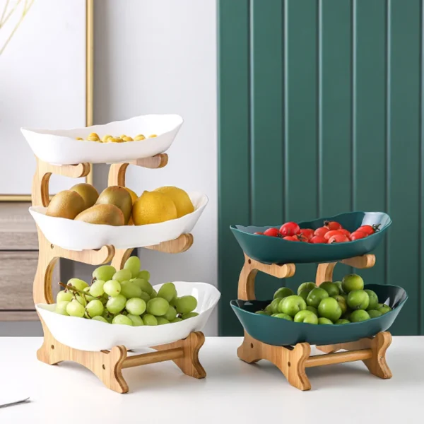 Table Plates Dinnerware Kitchen Fruit Bowl With Floors Partitioned Candy Cake Trays Wooden Tableware Dishes 1