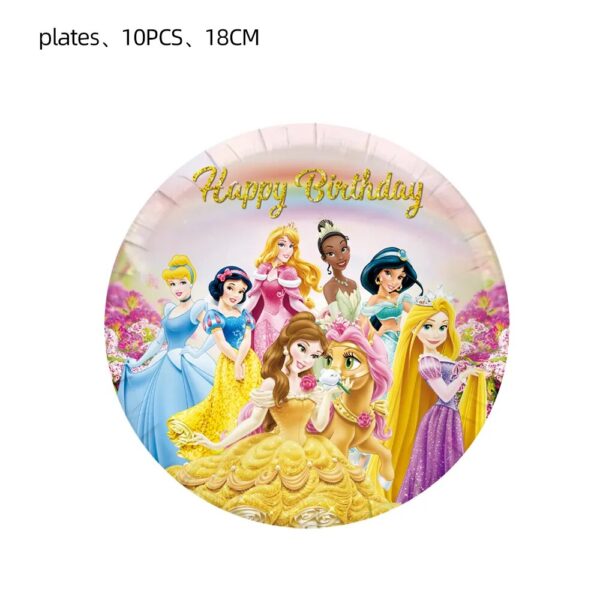 Tableware Set Paper Cups Plates Napkins Tablecloth Party Supplies Seven Princess Festival Family Gathering Wedding Party 1