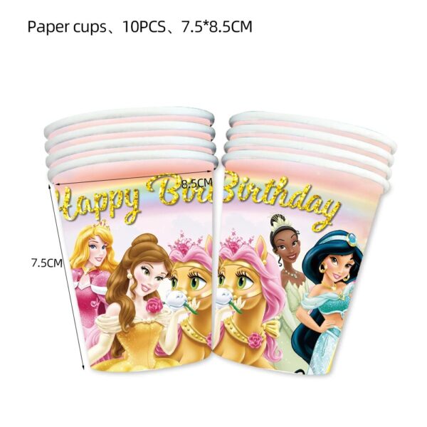 Tableware Set Paper Cups Plates Napkins Tablecloth Party Supplies Seven Princess Festival Family Gathering Wedding Party 3