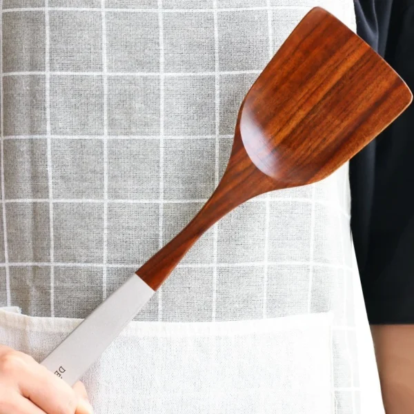 Thailand Teak Natural Wood Tableware Spoon Ladle Turner Long Rice Colander Soup Skimmer Cooking Spoons Scoop 1