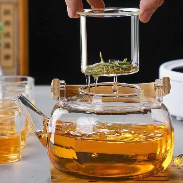 Thickened Borosilicate Glass Teapot With Bamboo Handle Tea Pot And Tea Cup Set Independent Tea Warehouse 1