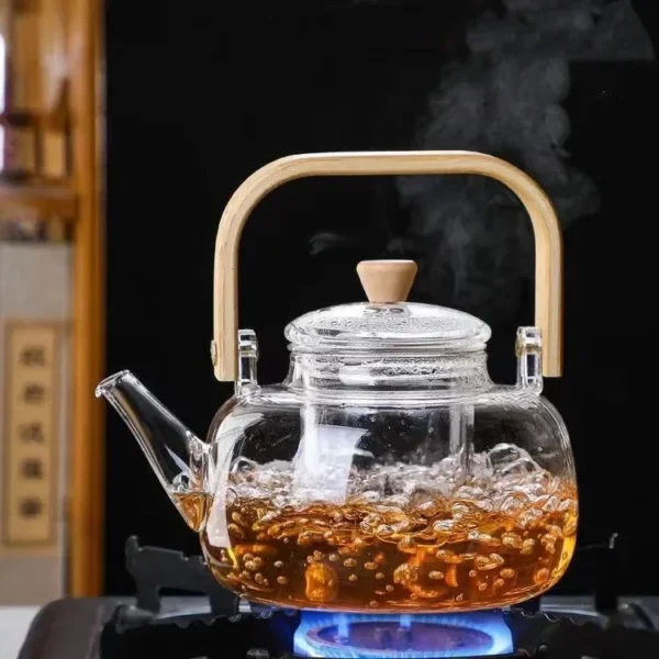 Thickened Borosilicate Glass Teapot With Bamboo Handle Tea Pot And Tea Cup Set Independent Tea Warehouse 3