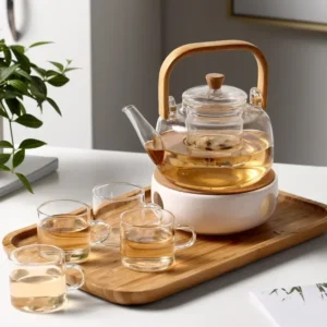 Thickened Borosilicate Glass Teapot With Bamboo Handle Tea Pot And Tea Cup Set Independent Tea Warehouse