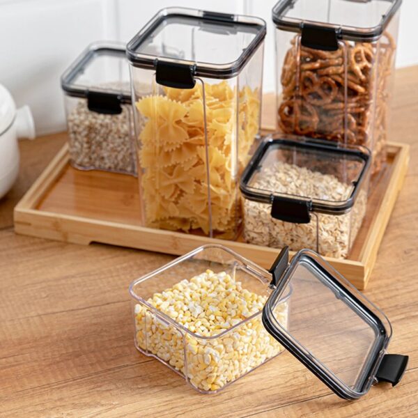 Transparent Airtight Pantry Pasta Box Multigrain Sealed Cans Food Storage Container Plastic Kitchen Refrigerator With Lid 5