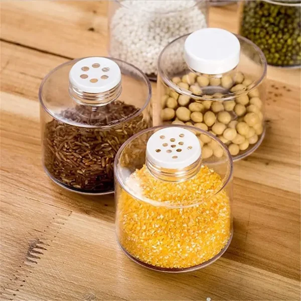 Transparent Seasoning Jar Set Sealed Pet Container With Lid Set Pasta Household Food Storage Box Nut 4