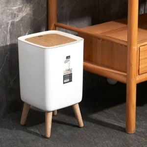 Trash Can With Lid Press Dustbin For Living Room Toilet Bathroom Kitchen Garbage Bucket High Foot