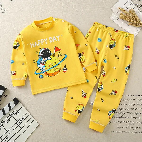 Trendy Design Cartoon Underwear Set For Kids Spring Clothing Long Sleeve Pajamas Baby Home Clothes Boys 1