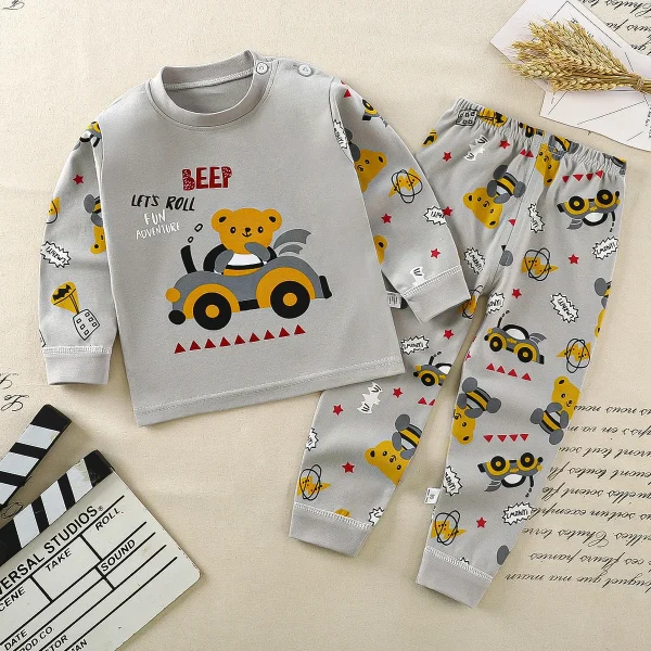 Trendy Design Cartoon Underwear Set For Kids Spring Clothing Long Sleeve Pajamas Baby Home Clothes Boys 2