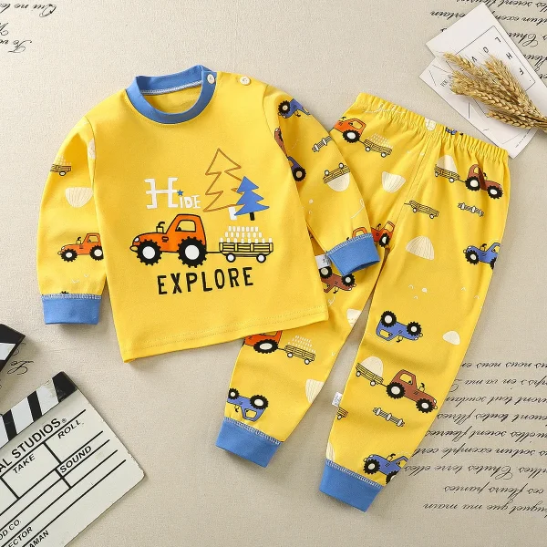 Trendy Design Cartoon Underwear Set For Kids Spring Clothing Long Sleeve Pajamas Baby Home Clothes Boys 3